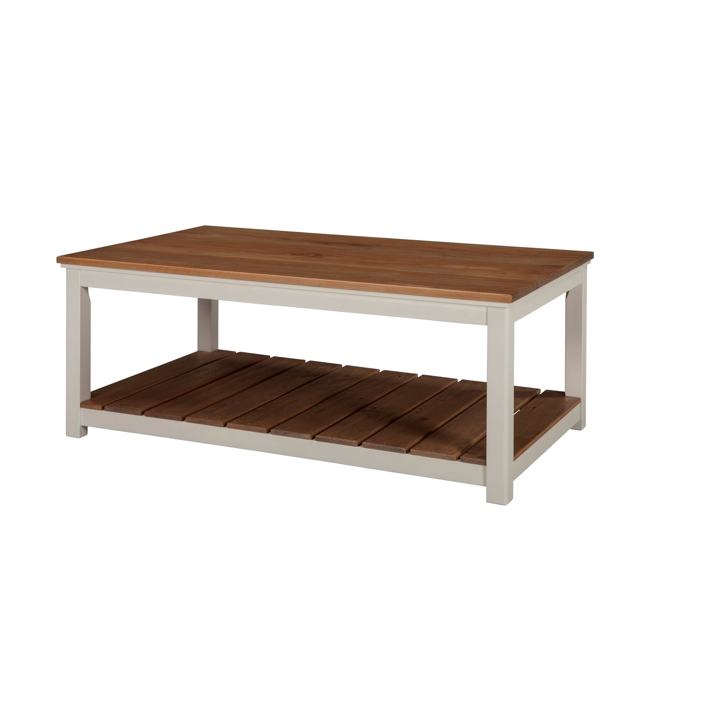 Alaterre Savannah 45"w Coffee Table, Ivory with Natural Wood Top