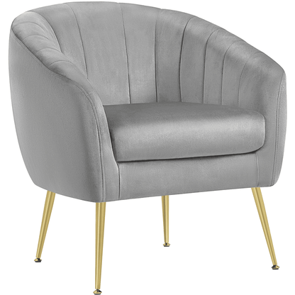Alden Design Barrel Accent Chair with Gold Metal Legs for Living Room, Green
