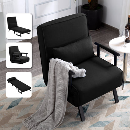 BSHTI 26”Folding Arm Chair Lounge, 4-in-1 Convertible Sofa Bed, Single Sofa Bed,for Small Spaces,Living Room,Guest Room,Office(Blue)