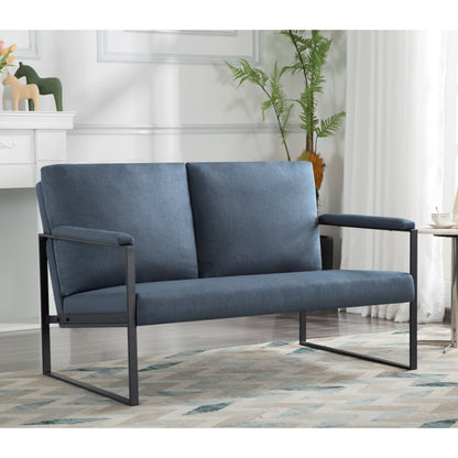 BSHTI 49.2” Metal Frame Loveseat,Easy to Assemble Linen Blend Upholstery Armchairs,Bottom of Legs has Non-slip Rubber Pads,Living Room,Bedroom,Study-Dark Gray