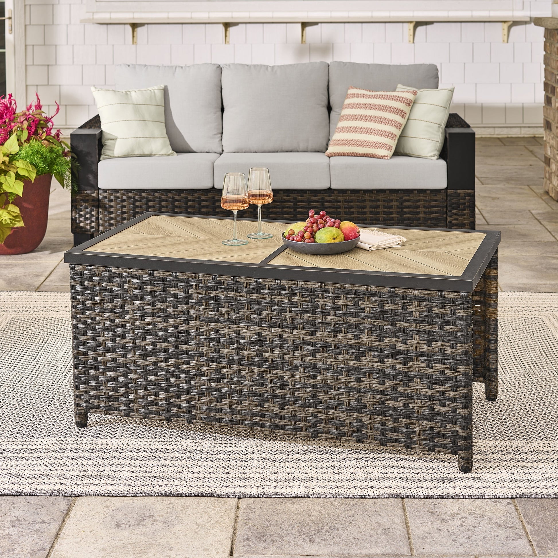 Better Homes & Gardens Rockport Ceramic Tile Outdoor Coffee Table, Brown