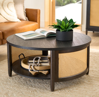 Better Homes & Gardens Springwood Caning Coffee Table, Light Honey Finish