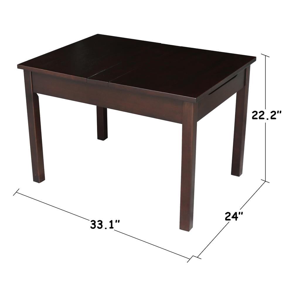 International Concepts Indoor Wood Lift Top Table for Storage in Rich Mocha
