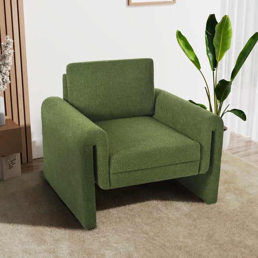 Christopher Knight Home Modern Bouclé Upholstered Accent Chair, Sculptural Armchair, Green