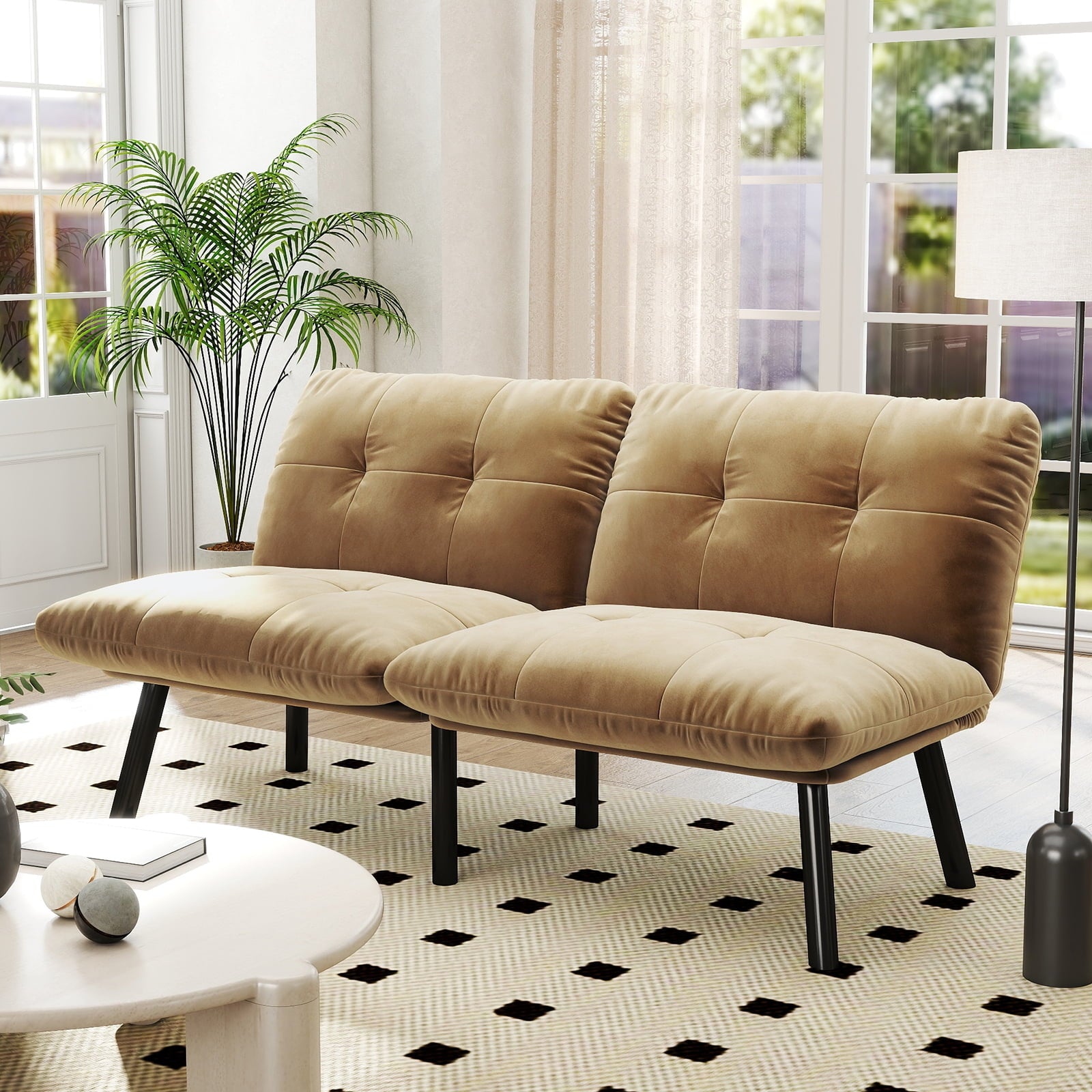 Convertible Futon Sofa Bed, Folding Sofa Sleeper,Modern Sofa Couch for Small Space,Apartment,Living Room,Brown