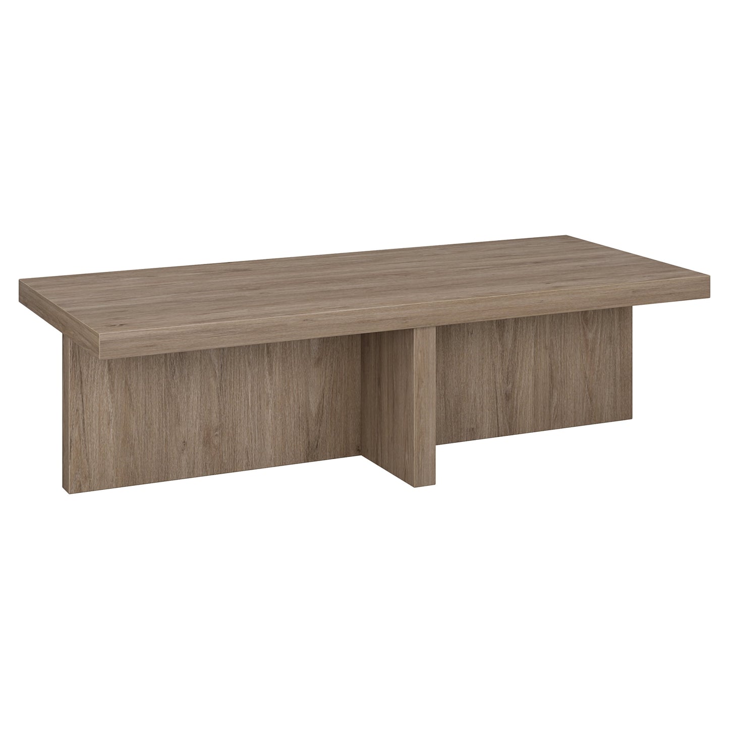 Evelyn&Zoe Elna 54" Wide Rectangular Coffee Table, Antiqued Gray Oak