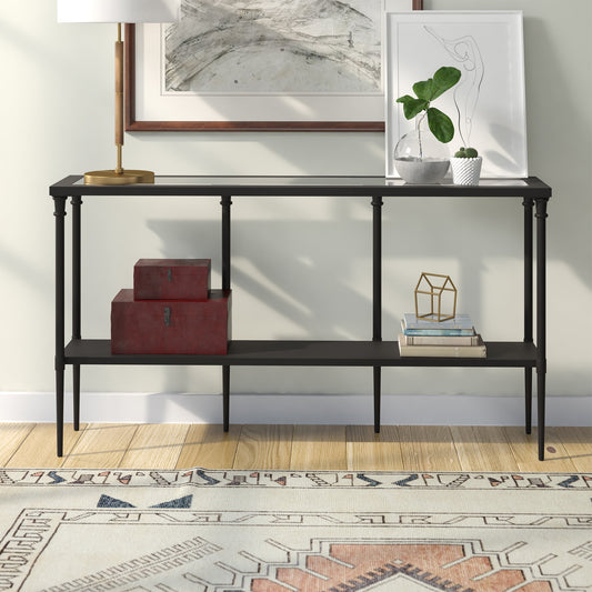Henn&Hart 55" Blackened Bronze Metal/Glass Console Table