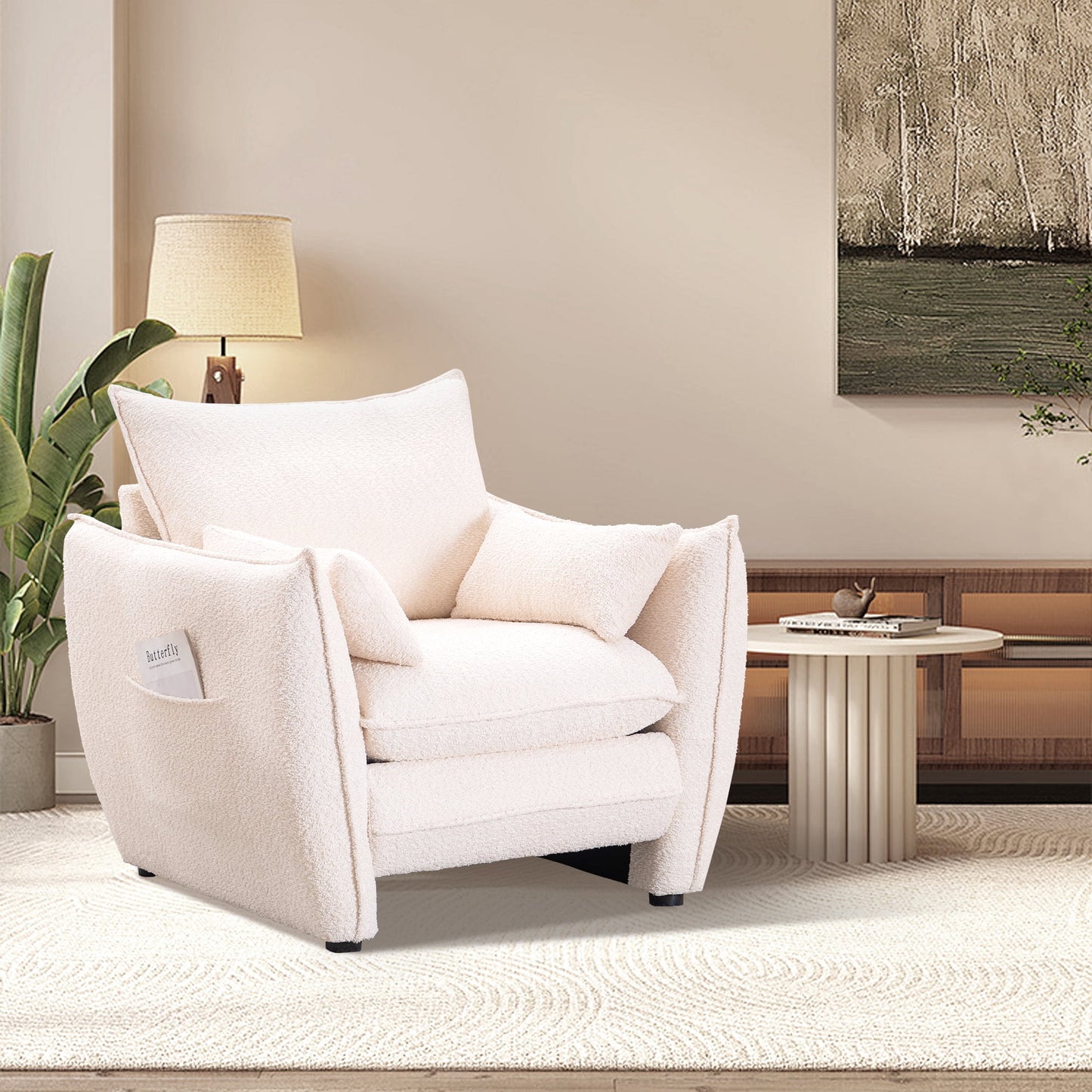 Holaki Sleek Single Seater for Bedroom, Barrel Lounge Chair for Hotel Living Room Bedroom, Green