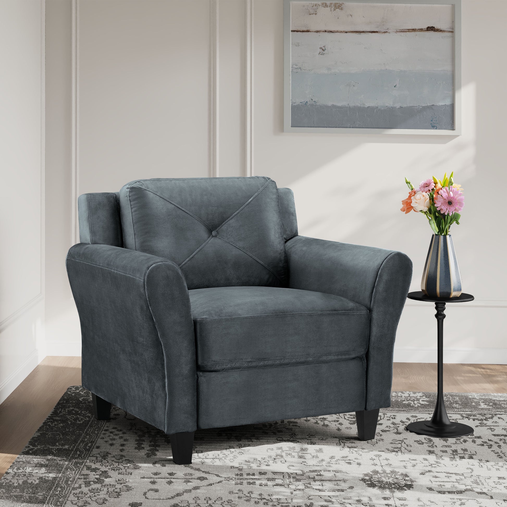 Lifestyle Solutions Taryn Club Chair, Dark Gray Fabric