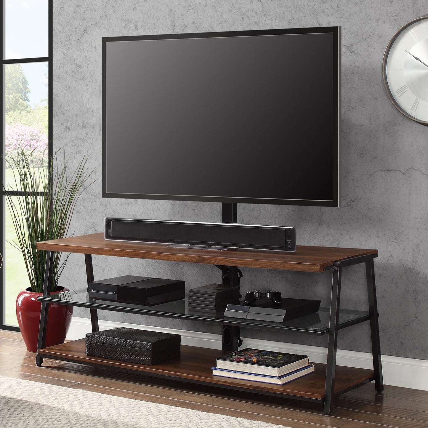 Mainstays Arris 3-in-1 TV Stand for TVs up to 70",  Canyon Walnut