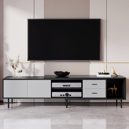 Modern TV Stand for 80'' TV with 2 Doors, Media Console Table with Large Storage Cabinet for Living Room, Bedroom