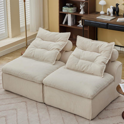 Modular Sofa,Soft Corduroy Fabric Loveseat Sofa for Living Roo,Upholstered Sofa Couch will DIY,No Armrests,Green