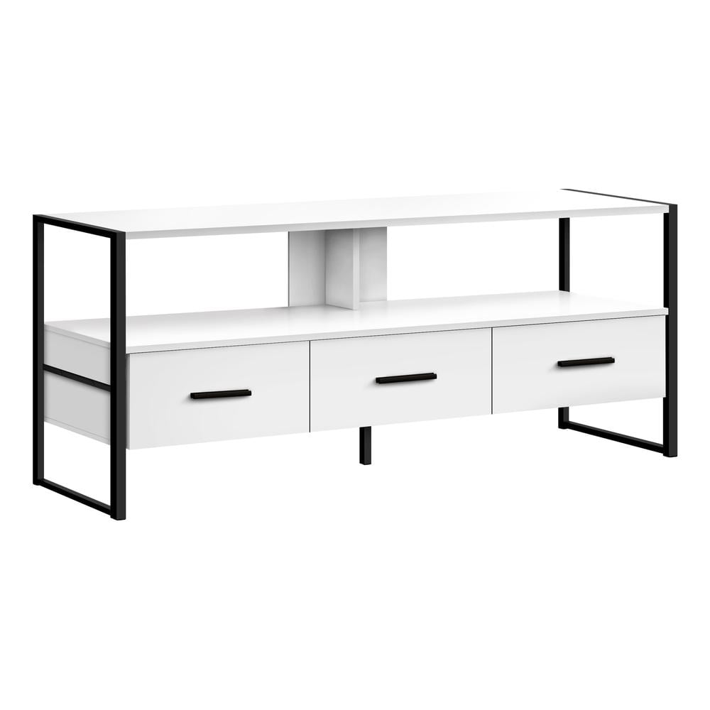 Monarch Specialties Tv Stand, 48 Inch, Console, Living Room, Bedroom, White Laminate