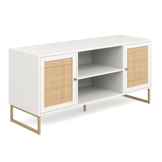 Nathan James Mina TV Stand with Doors for TVs up to 55", White/Gold