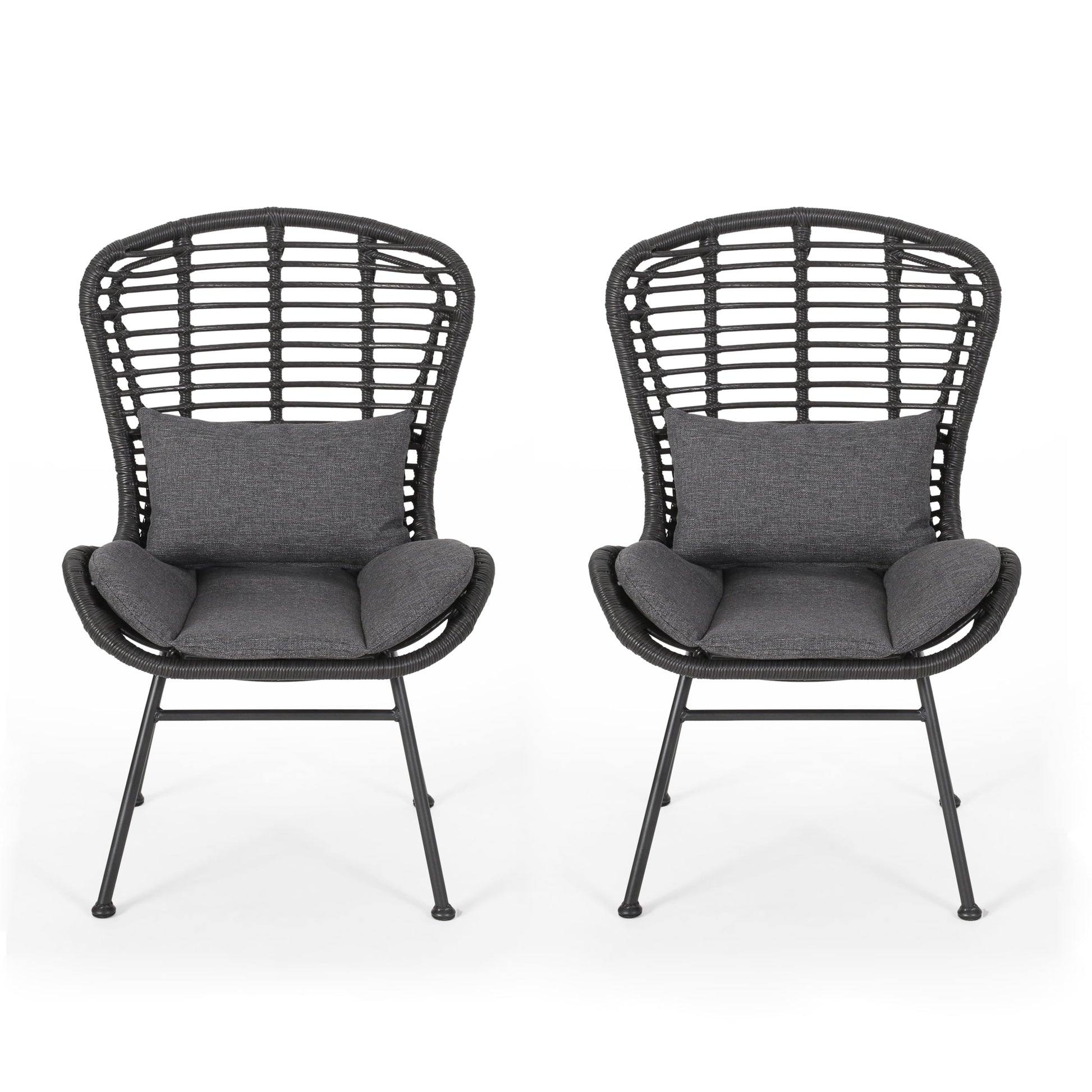 Noble House La Habra Outdoor Club Chair in Gray and Dark Gray (Set of 2)