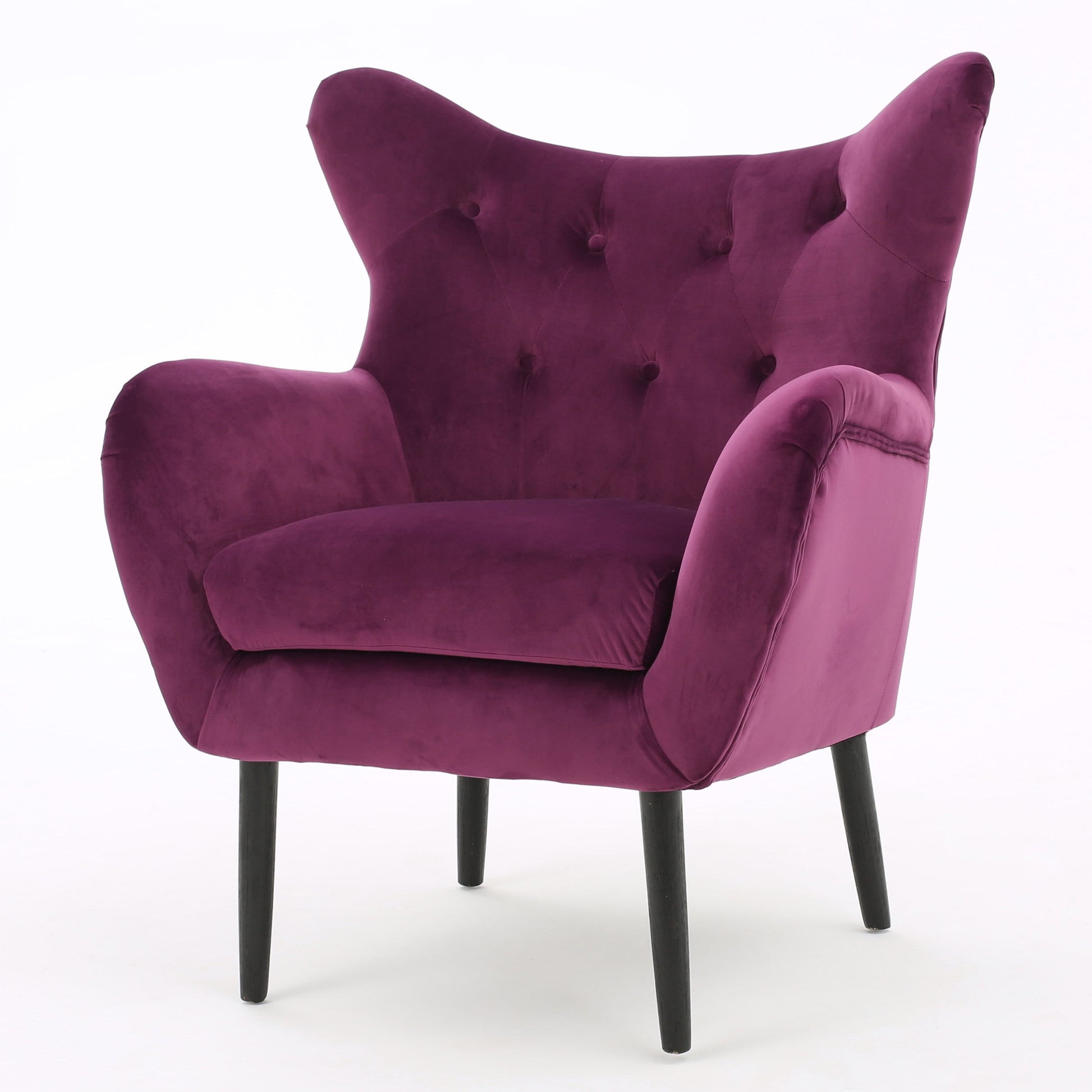Noble House Simon Velvet Wingback Chair, Purple