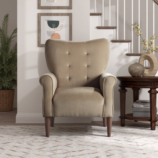 OakvillePark Primrose Velvet Fabric Upholstered Accent Chair, Brown