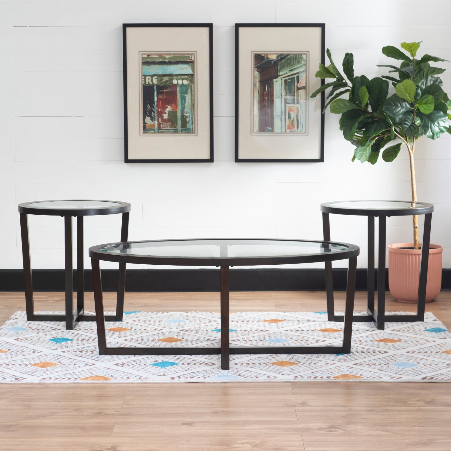 Powell Brysen 3-Piece Coffee and End Table Set, Umber