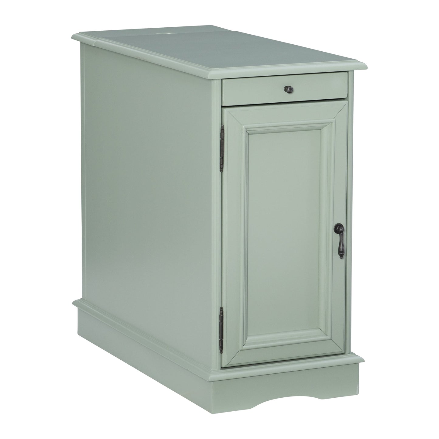 Linon Bartow Multi Function Storage Accent Table Charging Station in White Wood