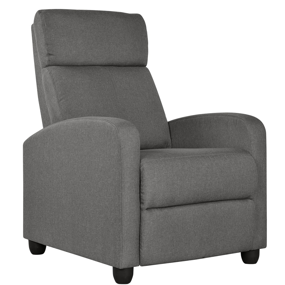 Renwick Fabric Push Back Theater Recliner Chair with Footrest, Gray
