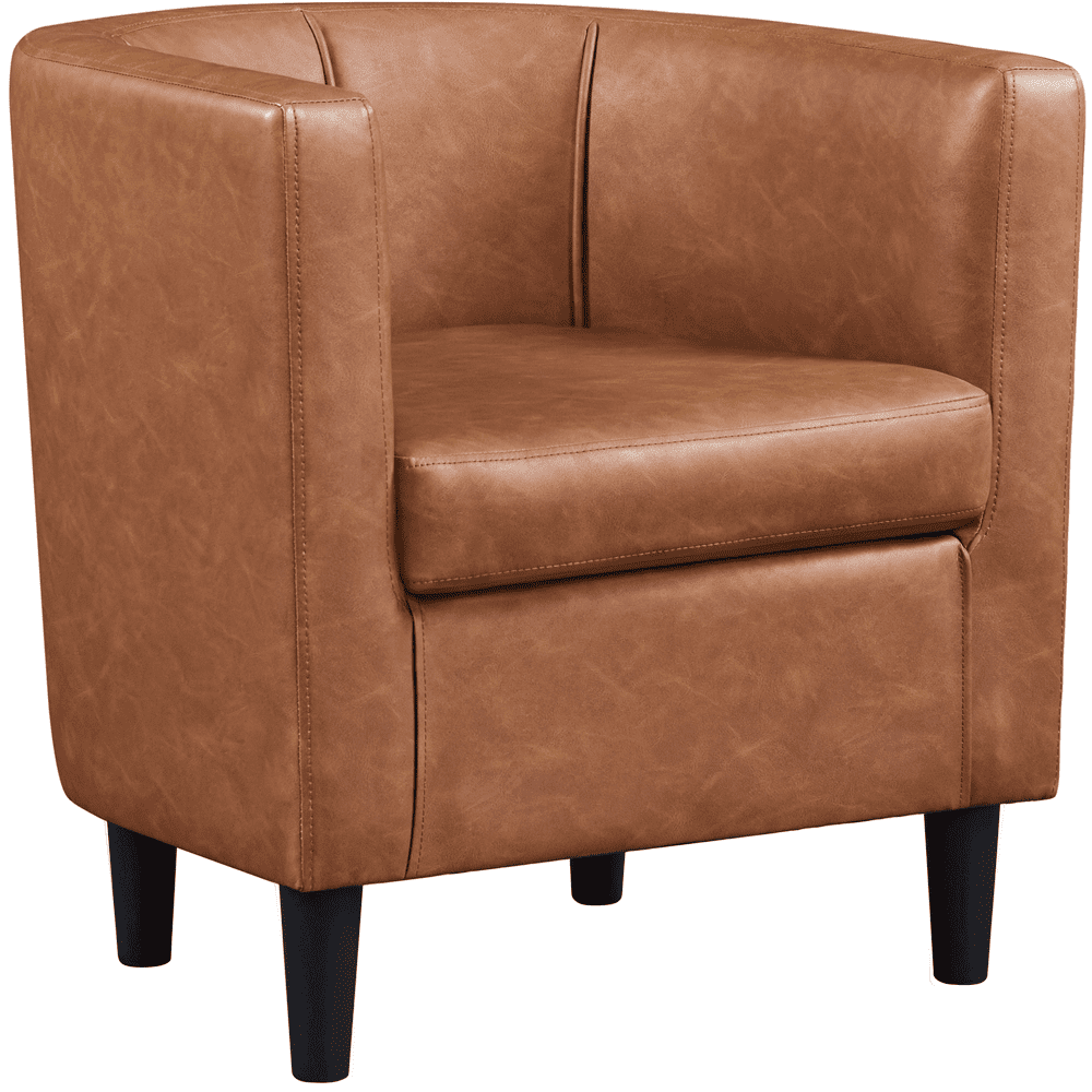 Renwick Faux Leather Upholstered Club Chair for Livingroom, Brown
