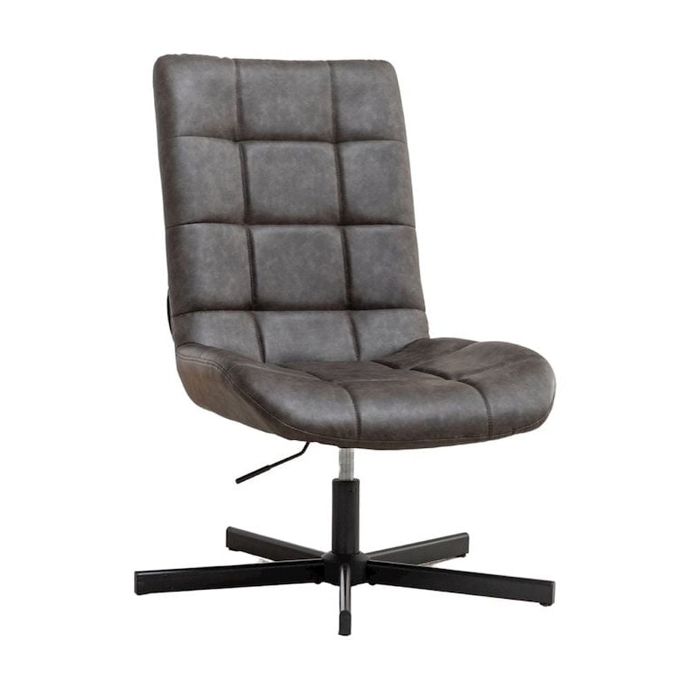 Roundhill Furniture Arlena Faux Leather Tufted Swivel Accent Chair, Brown