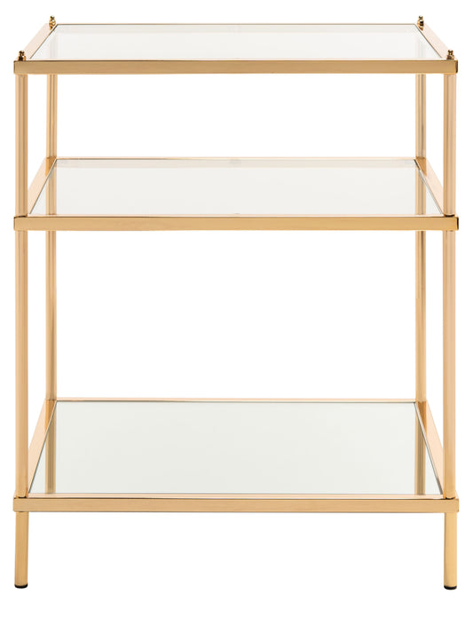 SAFAVIEH Noelia Modern Style Gold Rectangle Glass End Table (22 in. W x 18 in. D x 26.5 in. H)