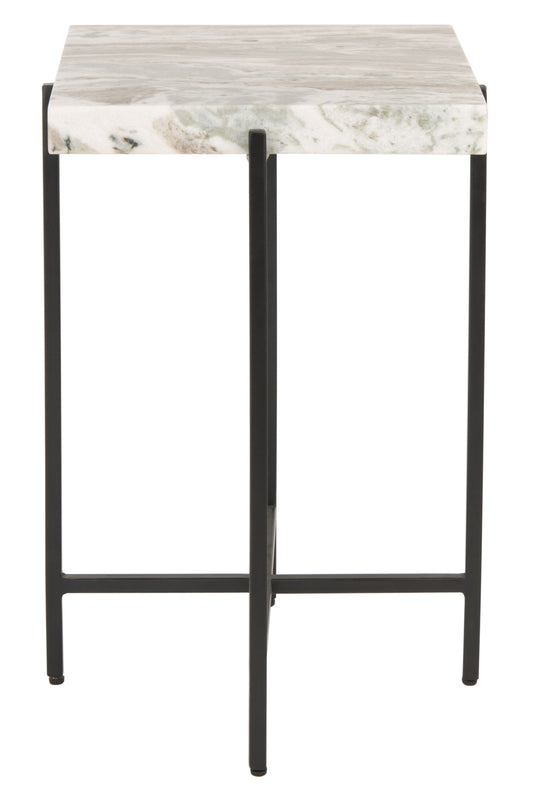 SAFAVIEH Tenzin Multi Gray Stone/Black Square Marble End Table (16.3 in. W x 16.3 in. D x 24.5 in. H)