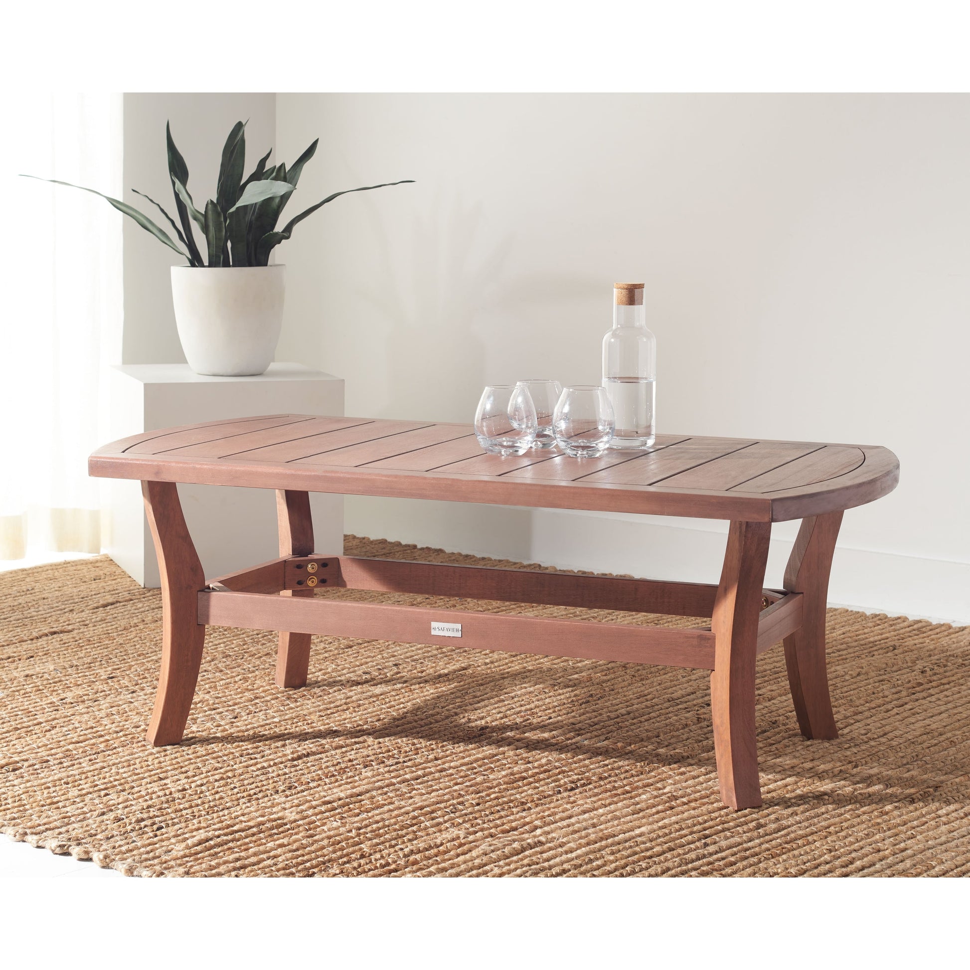 SAFAVIEH Couture Payden Classic Oval Eucalyptus Wood Outdoor Coffee Table, Natural
