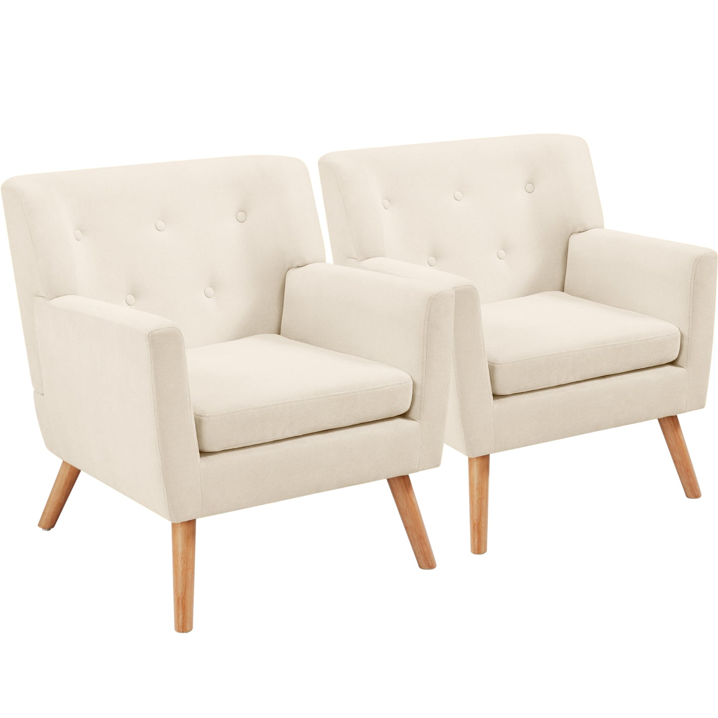 TrumanPick Mid-Century Accent Chair Single Sofa Reading Chairs Comfy Arm Chair Living Room Lounge Chiar, Beige