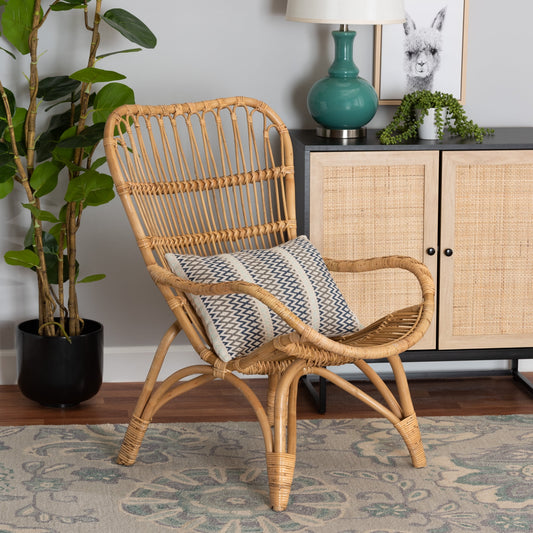 bali & pari Earvin Rattan BOHO Accent Chair, Natural Brown