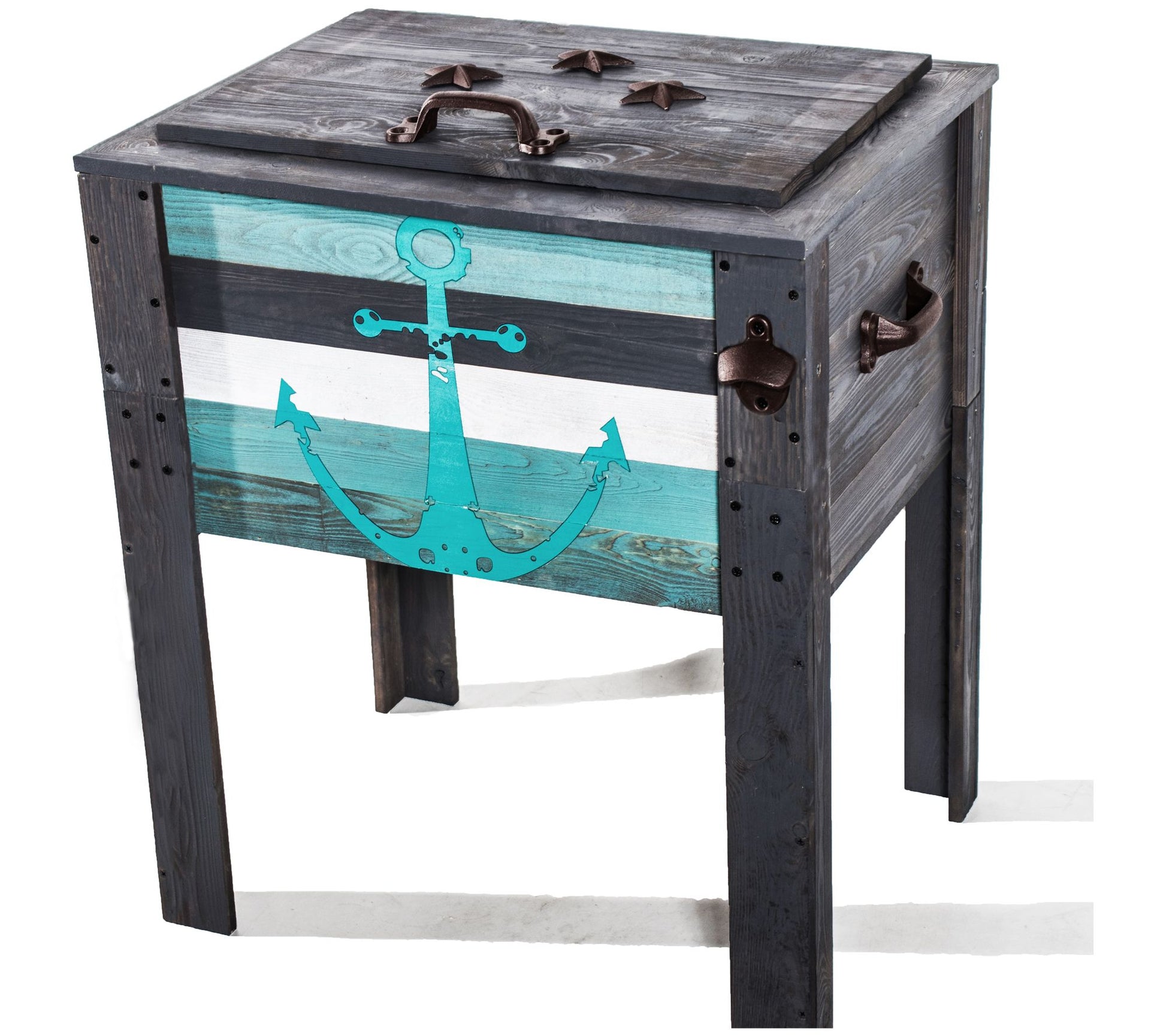 Backyard Expressions 45-Quart Gray Wooden Anchor Cooler