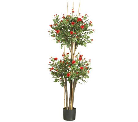 5' Mini Rose Tree by Nearly Natural