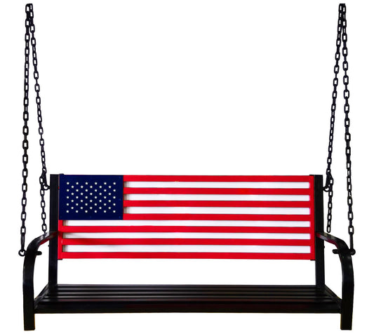 Backyard Expressions Red, White, Blue, Flag Porch Swing