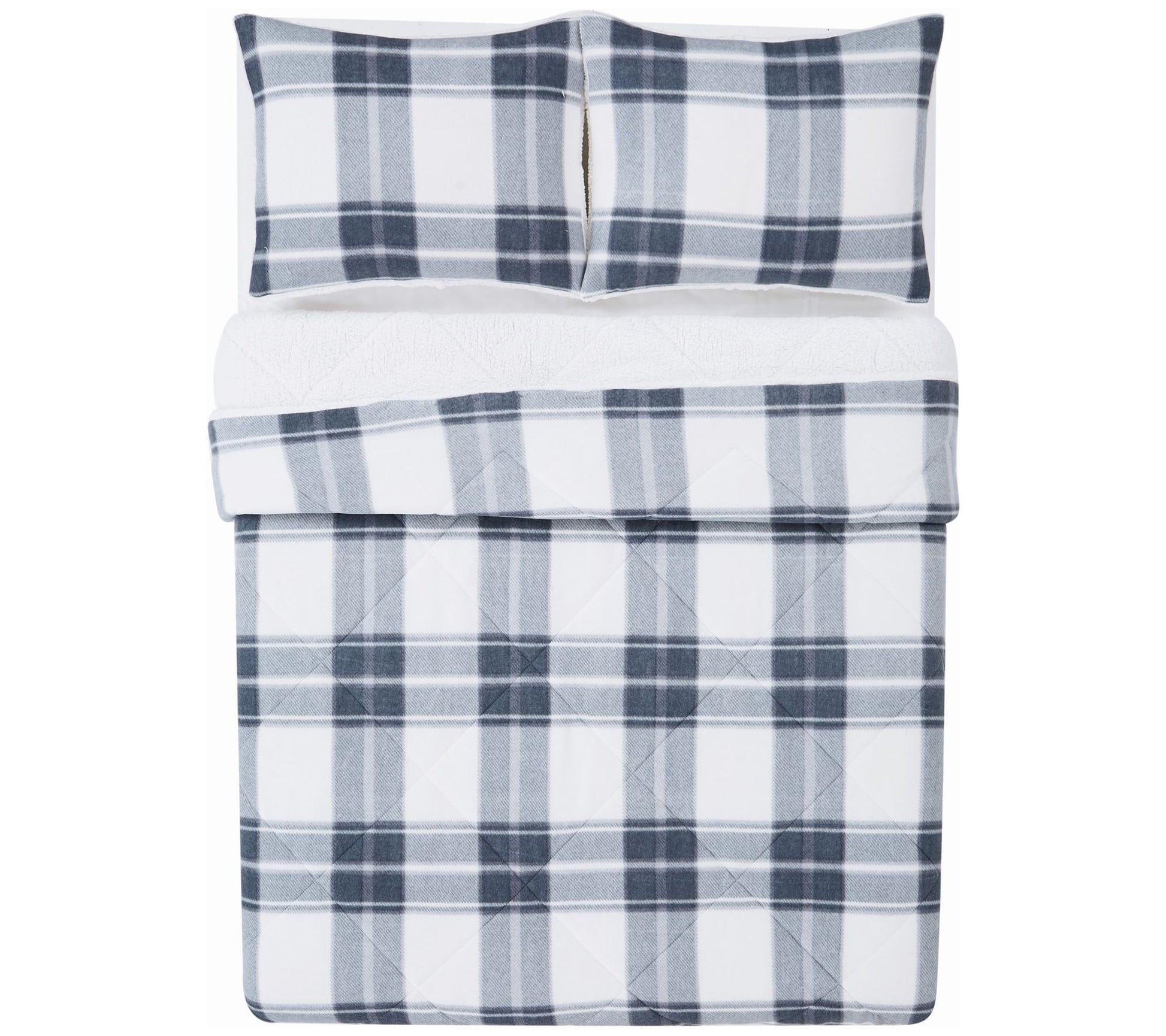 Cannon Cozy Teddy Plaid 3 Piece Full/Queen Comforter Set