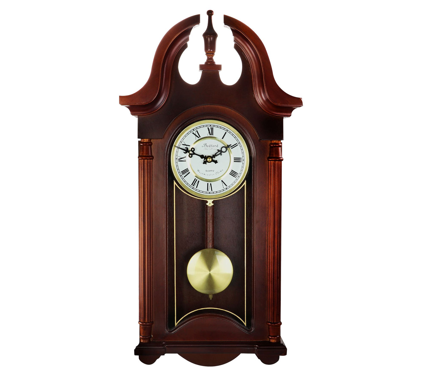 26.5 Inch Chiming Pendulum Wall Clock in Colonial Mahogany