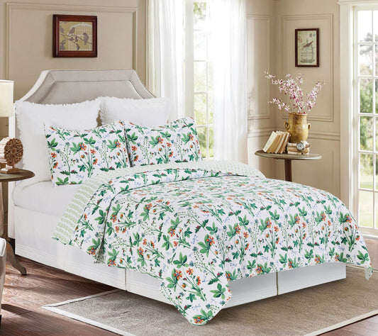 Clover Bug 3-Piece Cotton Full/Queen Quilt Setby Valerie