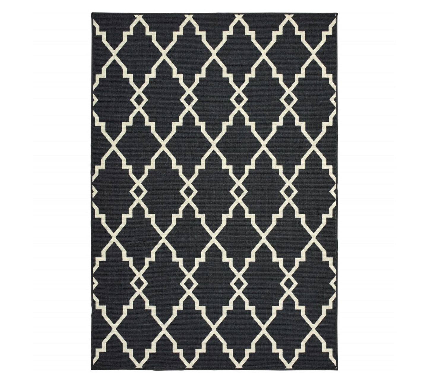 HomeRoots 7'x10' Black & Ivory Trellis Indoor Outdoor Area Rug
