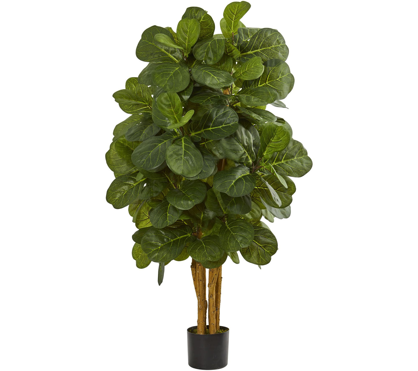 4' Fiddle Leaf Fig Tree in Black Planter by Nearly Natural