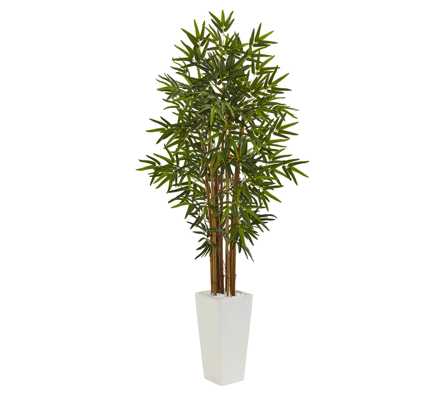 5' Bamboo Tree in White Tower Planter by NearlyNatural