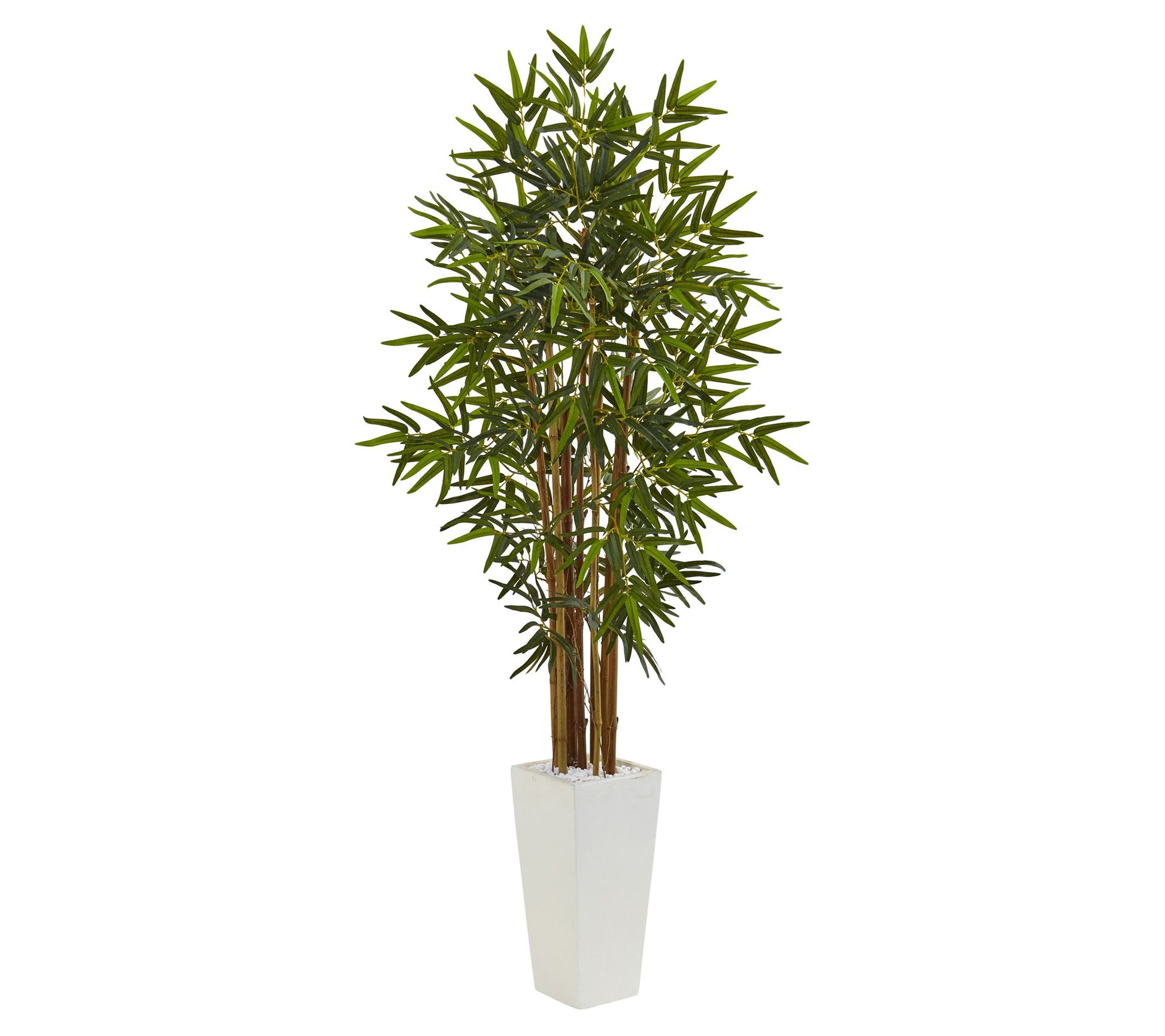 5' Bamboo Tree in White Tower Planter by NearlyNatural
