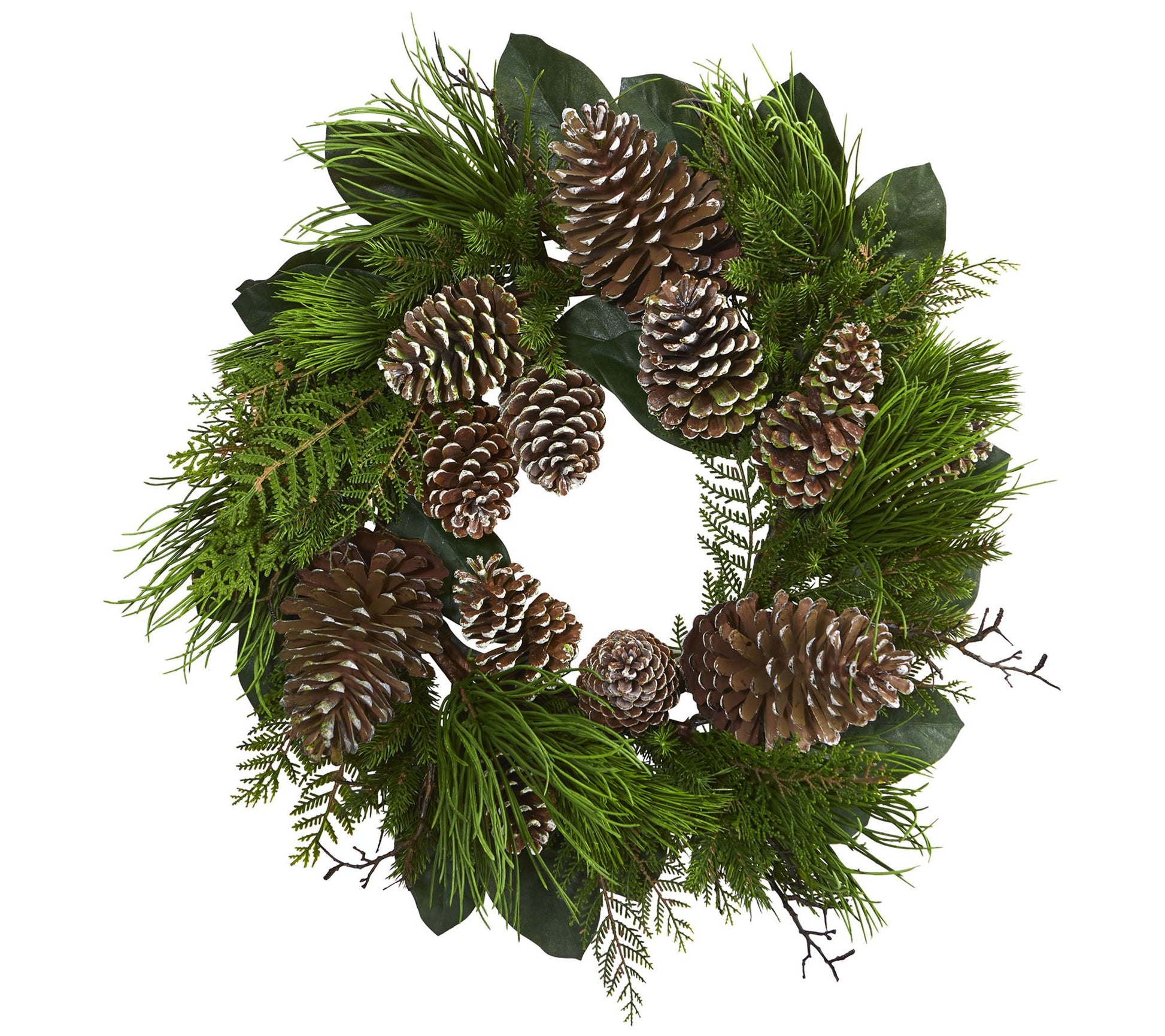 28" Pinecone and Pine Wreath by Nearly Natural
