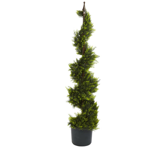 4' Cypress Spiral Silk Tree by Nearly Natural