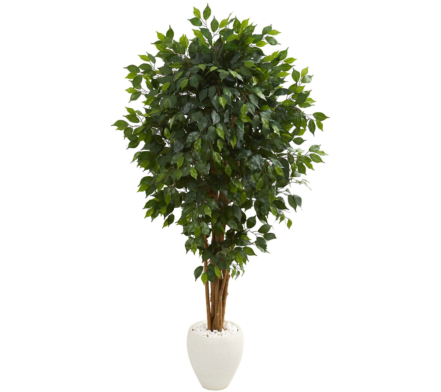 6' Ficus Artificial Tree in White Planter by Nearly Natural