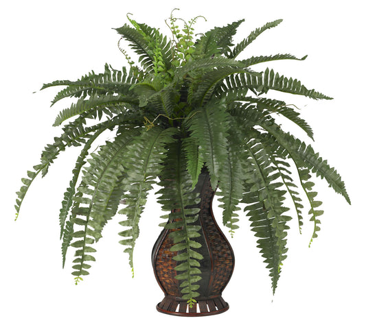 Boston Fern with Urn Silk Plant by Nearly Natural