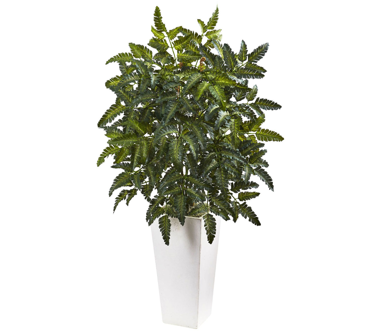 Bracken Fern with White Planter by Nearly Natural