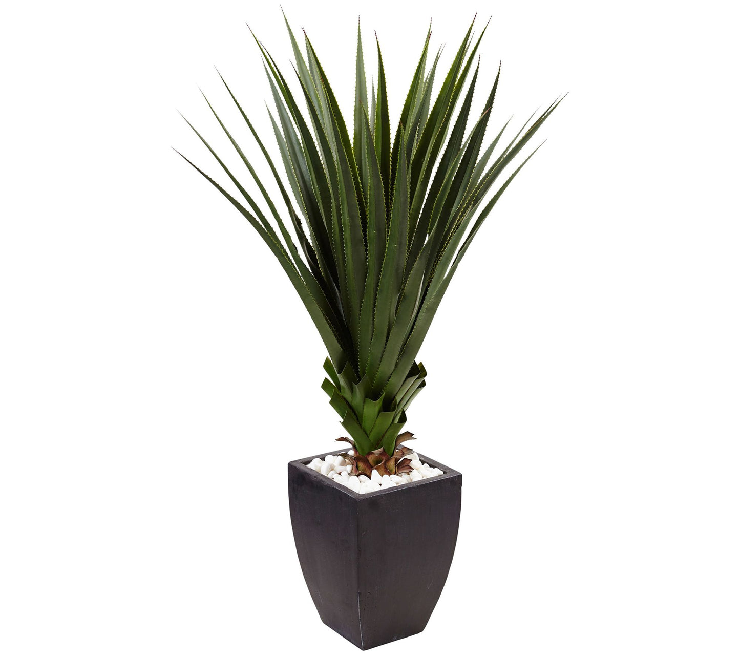 4.5' Spiked Agave in Black Planter by Nearly Natural