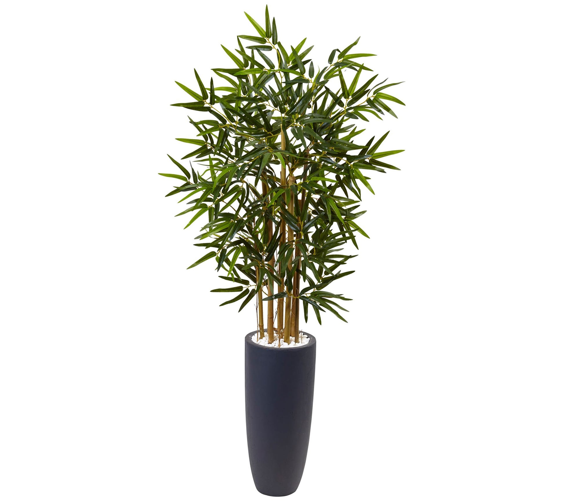 4' Bamboo Tree in Gray Cylinder Planter by Nearly Natural
