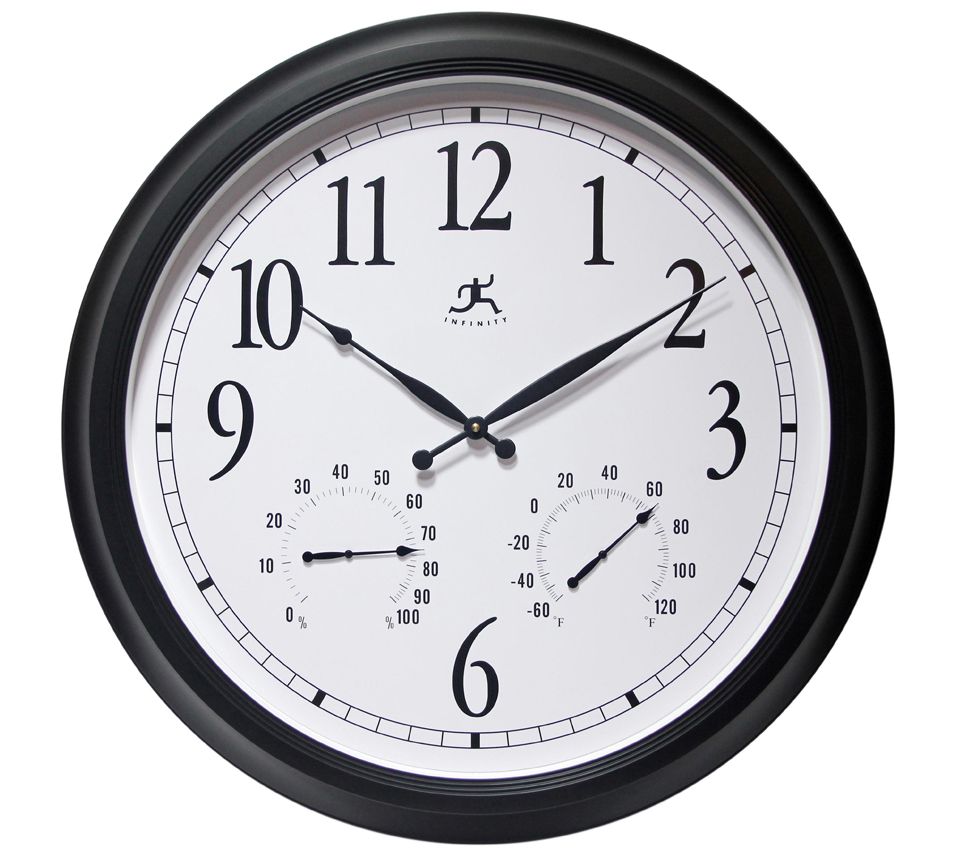 Infinity Instruments Classic Black Indoor/Outdoor Large Clock