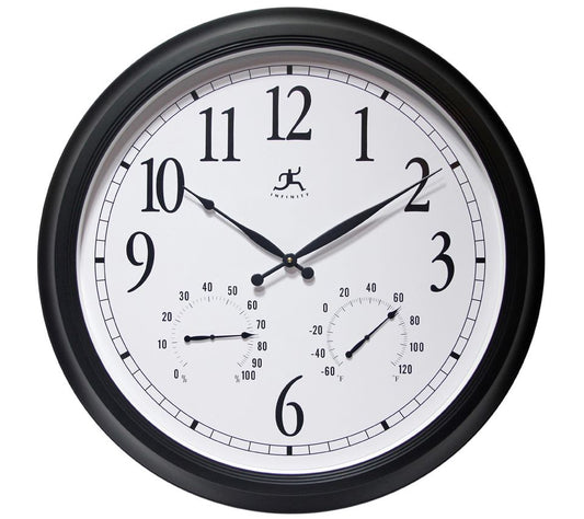 Infinity Instruments Classic Black Indoor/Outdoor Large Clock